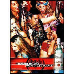 2003 Bacardi Rum Vintage Print Ad Carnival Mardi Gras Party Beads Wall Art Photo